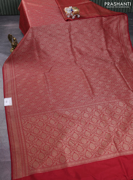Banarasi semi silk saree maroon with allover thread & zari weaves and woven border