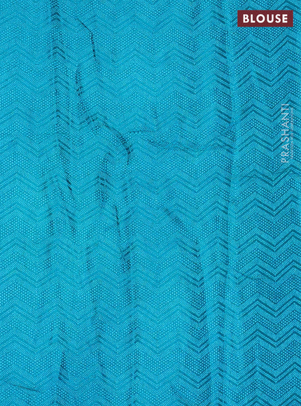 Banarasi semi silk saree teal blue with allover thread & zari weaves and woven border