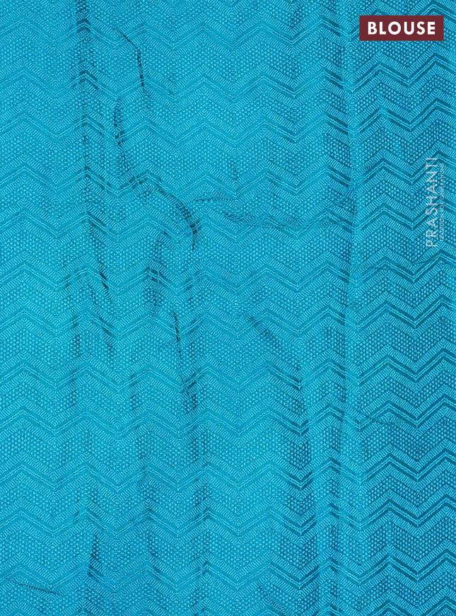 Banarasi semi silk saree teal blue with allover thread & zari weaves and woven border