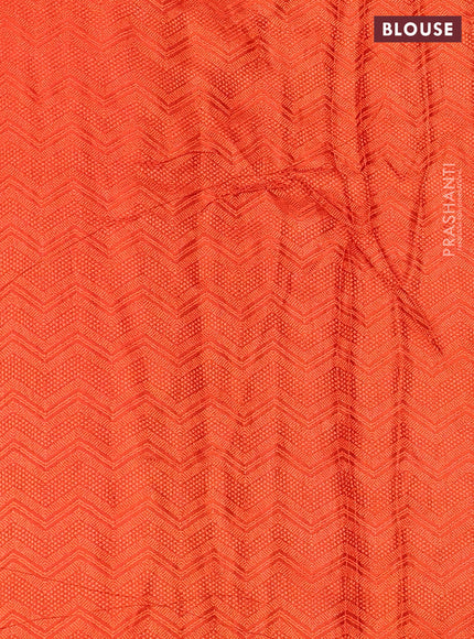Banarasi semi silk saree orange with allover thread & zari weaves and woven border