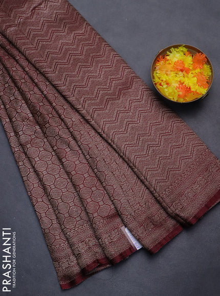 Banarasi semi silk saree maroon with allover thread & zari weaves and woven border