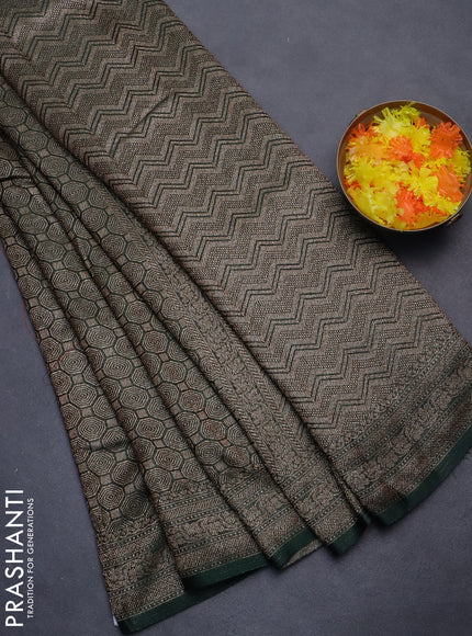 Banarasi semi silk saree green with allover thread & zari weaves and woven border