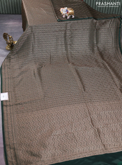 Banarasi semi silk saree green with allover thread & zari weaves and woven border