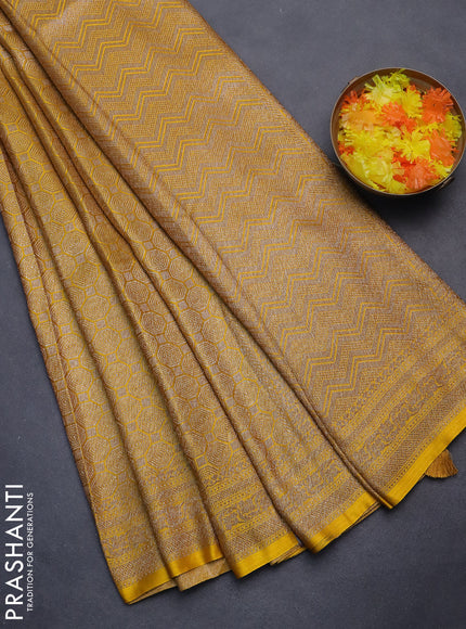Banarasi semi silk saree mustard yellow with allover thread & zari weaves and woven border