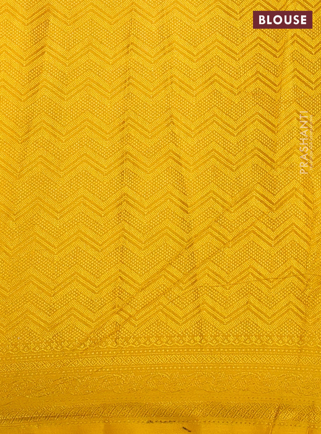 Banarasi semi silk saree mustard yellow with allover thread & zari weaves and woven border