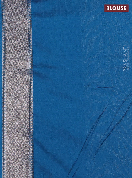 Banarasi semi silk saree cs blue with allover thread & zari weaves and woven border