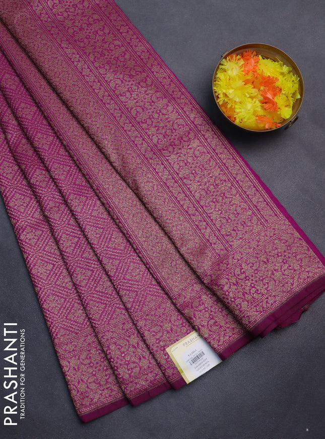 Banarasi semi silk saree magenat pink with allover thread & zari weaves and woven border