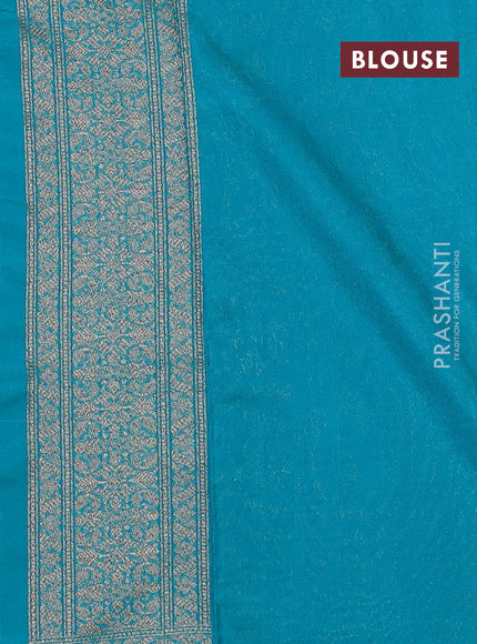 Banarasi semi silk saree teal green with allover thread & zari weaves and woven border