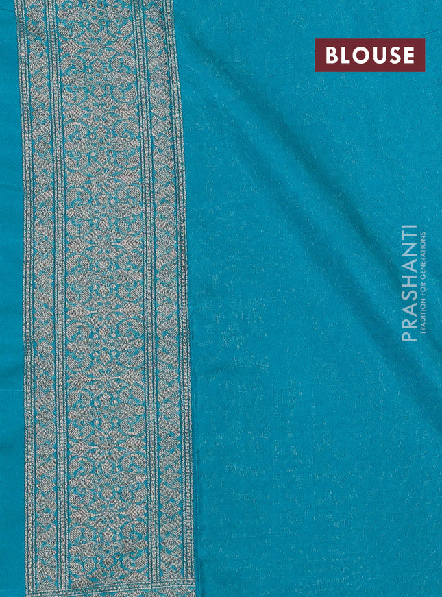 Banarasi semi silk saree teal green with allover thread & zari weaves and woven border