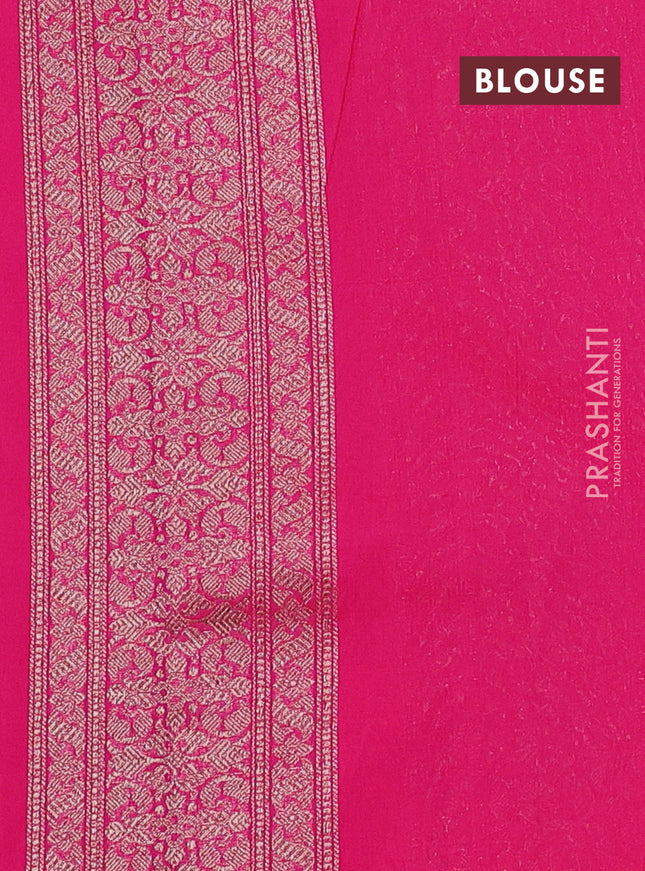 Banarasi semi silk saree pink with allover thread & zari weaves and woven border