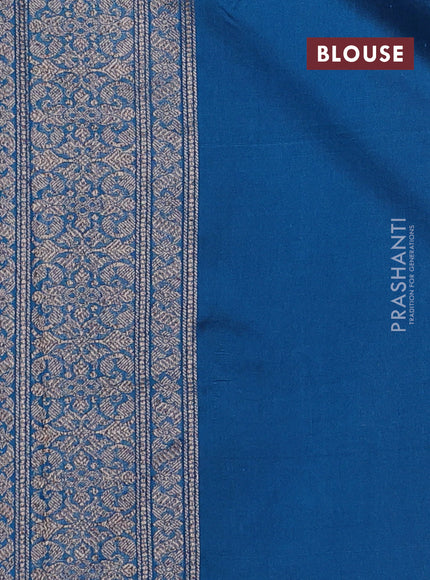 Banarasi semi silk saree peacock blue with allover thread & zari weaves and woven border