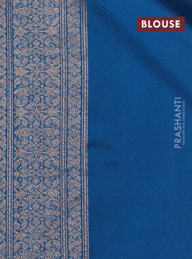Banarasi semi silk saree peacock blue with allover thread & zari weaves and woven border