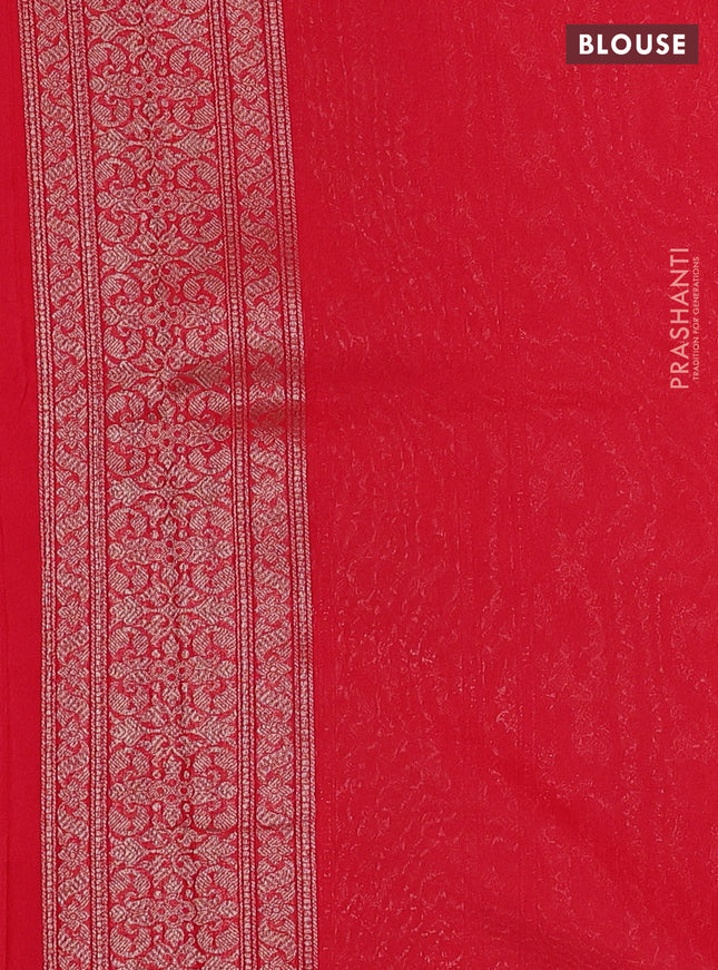 Banarasi semi silk saree red with allover thread & zari weaves and woven border