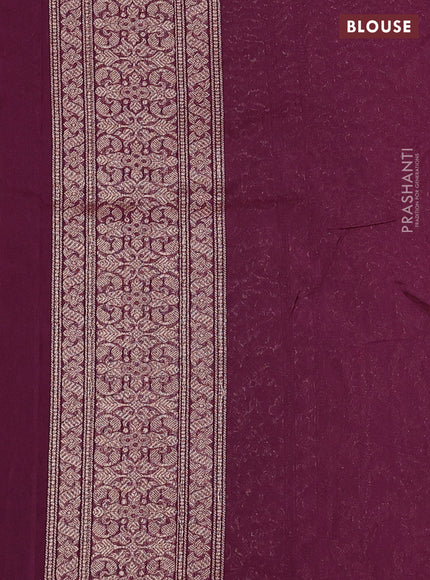 Banarasi semi silk saree wine shade with allover thread & zari weaves and woven border