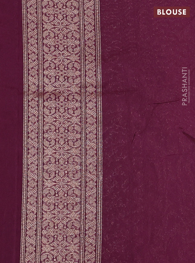 Banarasi semi silk saree wine shade with allover thread & zari weaves and woven border