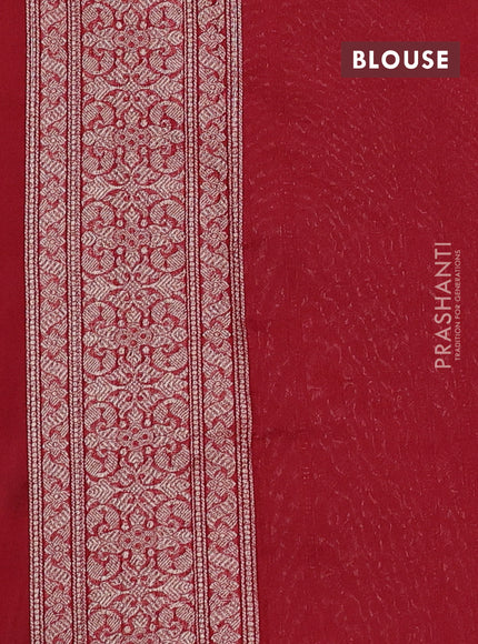 Banarasi semi silk saree kumkum red with allover thread & zari weaves and woven border
