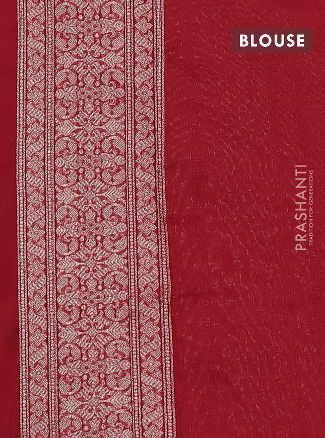 Banarasi semi silk saree kumkum red with allover thread & zari weaves and woven border