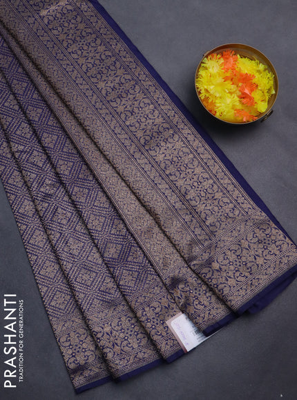 Banarasi semi silk saree blue with allover thread & zari weaves and woven border