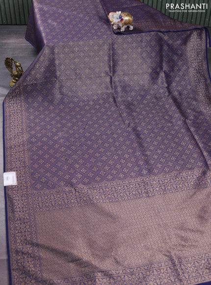 Banarasi semi silk saree blue with allover thread & zari weaves and woven border