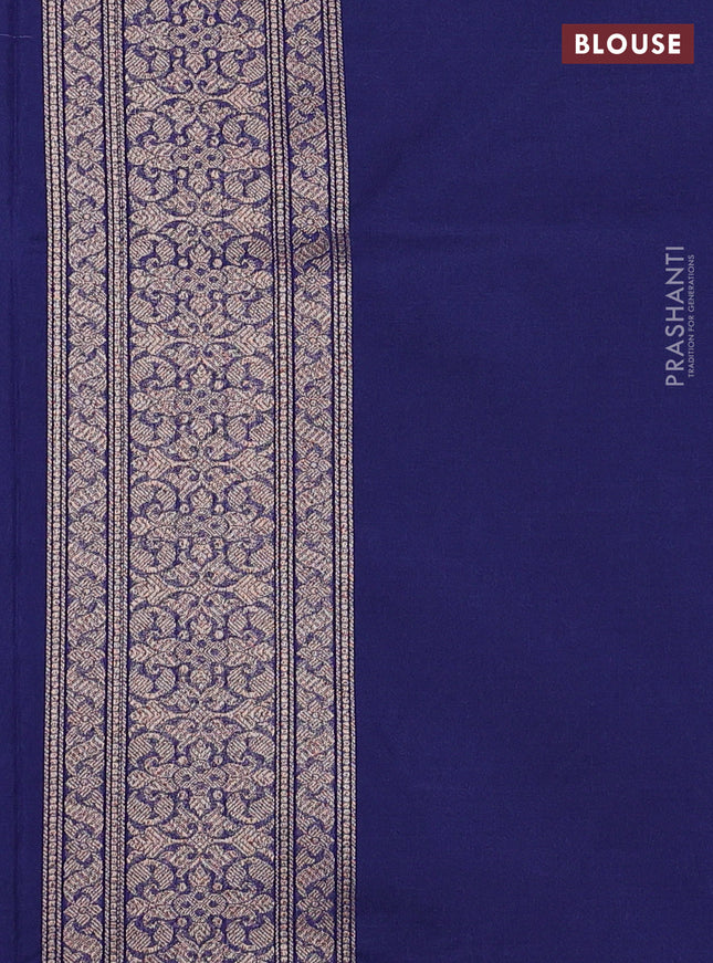 Banarasi semi silk saree blue with allover thread & zari weaves and woven border