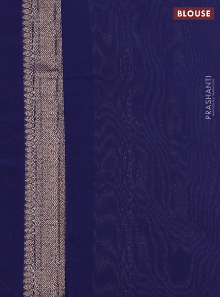 Banarasi semi silk saree navy blue with allover thread & zari weaves and woven border