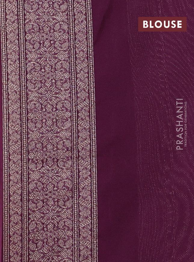 Banarasi semi silk saree wine shade with allover thread & zari weaves and woven border
