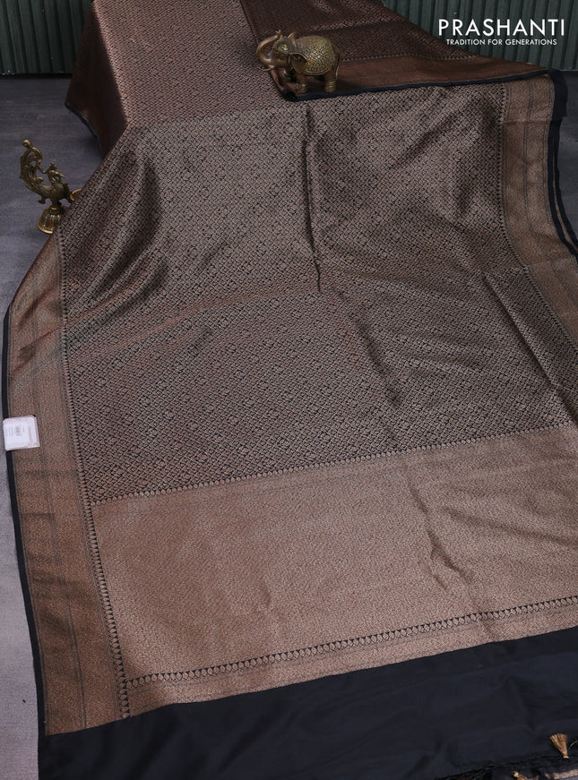 Banarasi semi silk saree black with allover thread & zari weaves and woven border