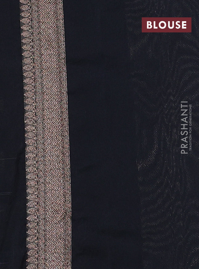 Banarasi semi silk saree black with allover thread & zari weaves and woven border