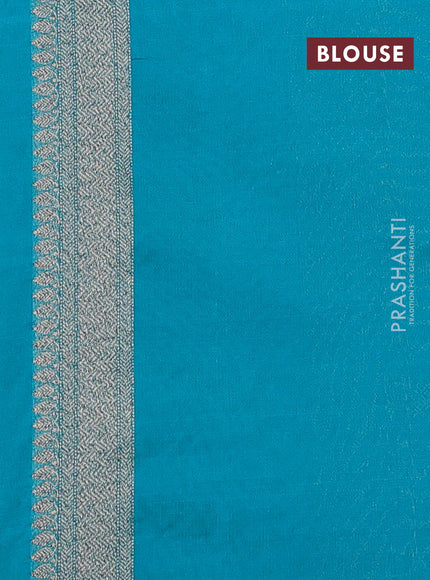 Banarasi semi silk saree teal green with allover thread & zari weaves and woven border