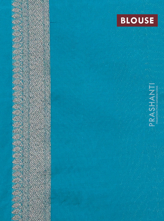 Banarasi semi silk saree teal green with allover thread & zari weaves and woven border