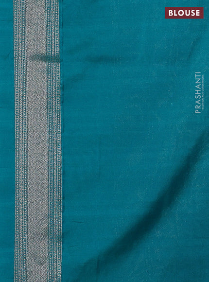 Banarasi semi silk saree teal green and magenta pink with allover thread & zari weaves and woven border
