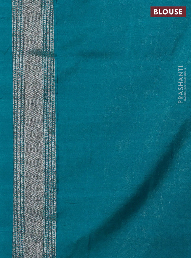 Banarasi semi silk saree teal green and magenta pink with allover thread & zari weaves and woven border