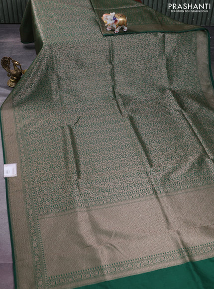 Banarasi semi silk saree green with allover thread & zari weaves and woven border