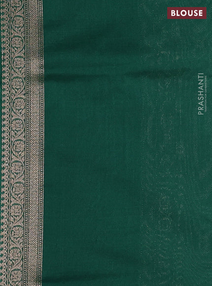 Banarasi semi silk saree green with allover thread & zari weaves and woven border