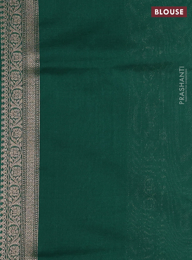 Banarasi semi silk saree green with allover thread & zari weaves and woven border