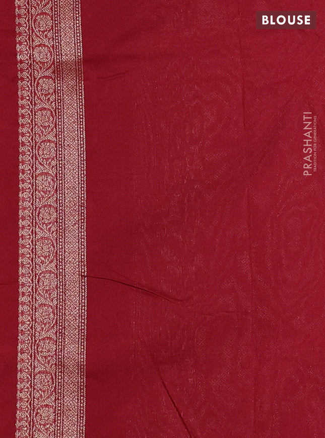 Banarasi semi silk saree maroon with allover thread & zari weaves and woven border