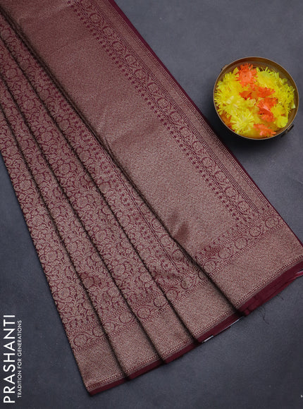 Banarasi semi silk saree deep maroon with allover thread & zari weaves and woven border