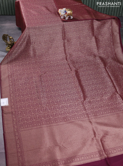 Banarasi semi silk saree deep maroon with allover thread & zari weaves and woven border