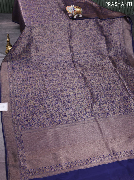 Banarasi semi silk saree blue with allover thread & zari weaves and woven border