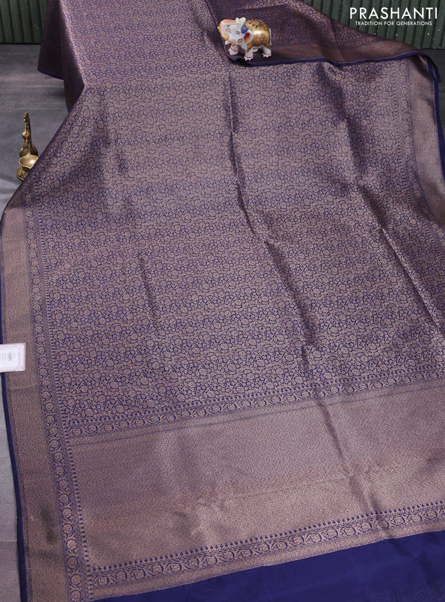 Banarasi semi silk saree blue with allover thread & zari weaves and woven border