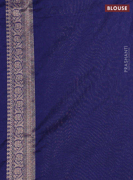 Banarasi semi silk saree blue with allover thread & zari weaves and woven border