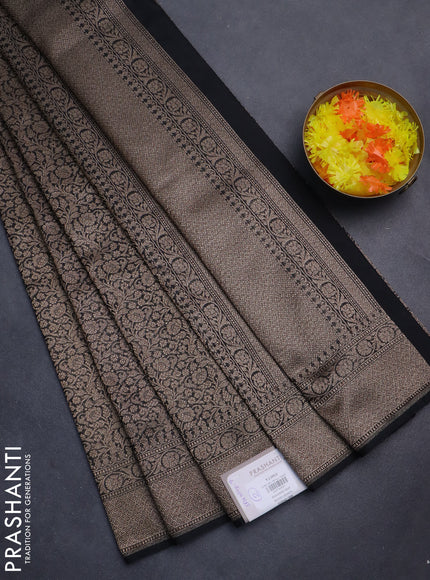 Banarasi semi silk saree black with allover thread & zari weaves and woven border