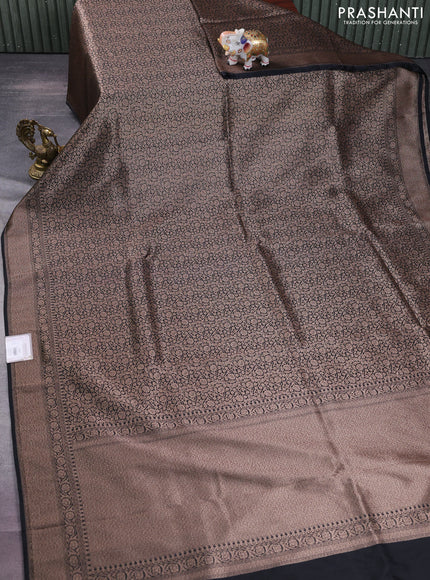 Banarasi semi silk saree black with allover thread & zari weaves and woven border