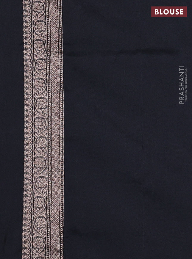 Banarasi semi silk saree black with allover thread & zari weaves and woven border