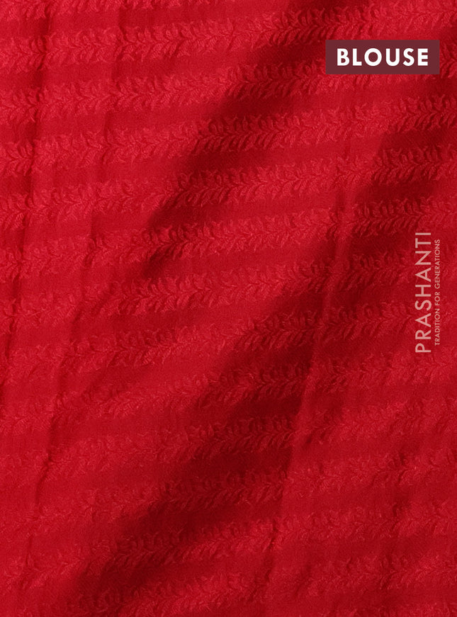 Banarasi semi silk saree red with allover thread & zari weaves and woven border