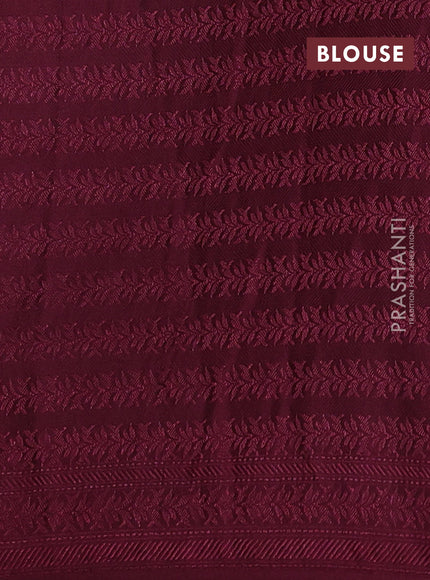 Banarasi semi silk saree wine shade with allover thread & zari weaves and woven border