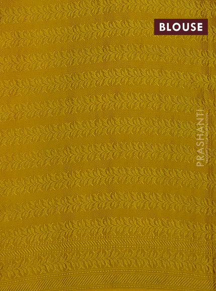 Banarasi semi silk saree yellow with allover thread & zari weaves and woven border