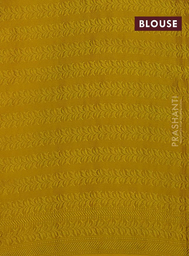 Banarasi semi silk saree yellow with allover thread & zari weaves and woven border