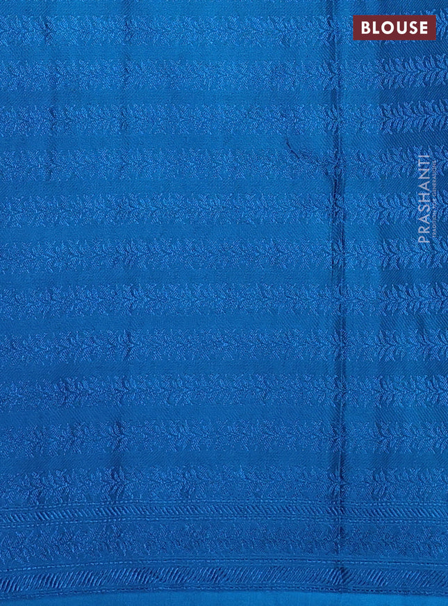 Banarasi semi silk saree cs blue with allover thread & zari weaves and woven border