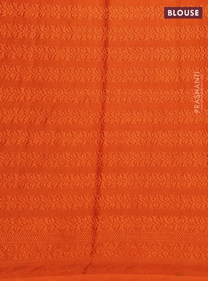 Banarasi semi silk saree orange with allover thread & zari weaves and woven border